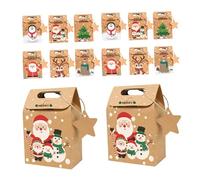 DIYEAH 24pcs Christmas Kraft Paper Treat Boxes Small Candy Cookie Packaging Easy-assemble Party Favor Boxes for Holiday Presentation and Festive Celebration