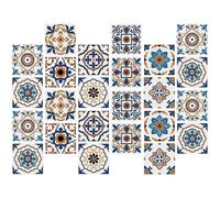 DIYEAH 24pcs Kitchen Tile Decals Vintage Peel and Stick Decorative Tile Stickers PVC Removable Adhesive Oil-Proof Classic Pattern for Home Decoration and Wall Decorating