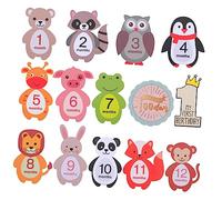 DIYEAH 24Pcs Milestone Stickers Animal Theme Photo Props for Newborns and Unique Month Marker Decals for Shower and Scrapbook Removable Growth Tracking Wall Decoration