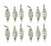 DIYEAH 24pcs Olive Shape Carbon Steel Fishing Trap Cage with Method Feeder Rigs, Luminous Fish Bait Holder Featuring Good Atomization and Melts within Specified Time for Fishing