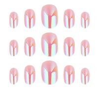 DIYEAH 24pcs Pink Full Nail Cover Nail Stickers Made of Plastic Shiny Glittering Design for Birthday Party or Holiday Event Protect Your Health Beautiful Colour Scheme Random Color