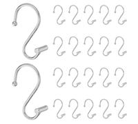 DIYEAH 24pcs Silver Iron Shower Curtain Holders with S Design Hooks, 1.14' 29mm Rods, Secure Hold and Easy Installation, for Home and Bathroom Wall Decor