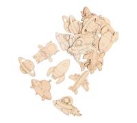 DIYEAH 24pcs Unfinished Wooden Cutouts with Smooth Surfaces and Burrfree Edges, Outer Space Theme Shapes Including Astronaut and Rocket, for Classroom Wall Decor and Outer Space Party