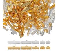 DIYEAH 250pcs Iron Ribbon Ends Bracelet Bookmark Pinch Crimp Clamp Cord End Fastener Clasps Findings for Jewelry Making Craft Supplies