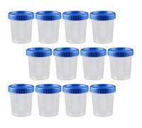 DIYEAH 25pcs 120ml Blue Graduated Measuring Cups with Leak-proof Screw Lid Design, Pp Plastic Specimen Cups for Laboratory and Pathology Sample Collection
