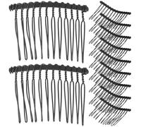 DIYEAH 25pcs Metal Hair Side Comb Decorative Hair Comb 12 Teeth Black for Women
