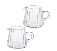 DIYEAH 2pcs 200ml High Borosilicate Glass Milk Pitcher Spout, Small Creamer Jug for Espresso Machine, Coffee Frothing Container for Home and Fridge