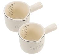 DIYEAH 2pcs 90ml Ceramic Coffee Milk Pitcher with Measurement Scale, Multi-use Small Milk Dispenser and Sauce Pitcher for Coffee, Syrup, and Gravy, Suitable for Kitchen and Dining Use