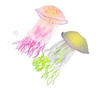 DIYEAH 2pcs Artificial Jellyfish Fish Tank Decorations Glow Dark Silicone Sea Animals with Natural Floating Effect Energy-efficient Luminous Aquarium Ornaments for Relaxing Ambiance