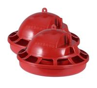 DIYEAH 2PCS Automatic Poultry Drinking Water Bowls with Float Valve for Chicks Small Birds and Quail Red Chick Water Drinker for Home and Commercial Farming