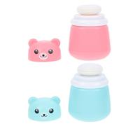 DIYEAH 2pcs Baby Powder Puff Box with Cartoon Bear Shape, Lightweight Pp and Sponge Material, Not Deformed, Portable Storage Case for Infant Body Powder on Hot Summer Day Or Travel