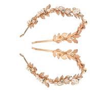 DIYEAH 2pcs Baroque Leaf Headband Pearl Leaf Hair Vine Lightweight Metal Rhinestone Pearl Elegant Bridal Hair Accessories for Bride Weddings Evening Parties