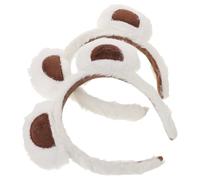 DIYEAH 2pcs Bear Ears Headband for Adults and Children, White Fabric Makeup Hair Hoop Universal Fit, Cute Playful Plush Animal Costume Accessory for Halloween