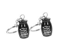 DIYEAH 2pcs Black Stainless Steel Pet Ash Urn Keychain Pendant Cremation Keepsake Dog Urn Key Ring Memorial Ornament for Pet Memorials