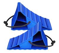 DIYEAH 2pcs Blue Plastic Wheel Chocks for Rvs, Trailer and Truck Parking | Textured Design, Cord Handle with Ropes, Compact Storage, Safer Slope Parking, Quick Setup