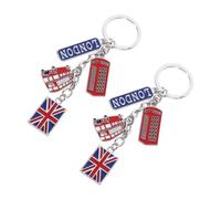 DIYEAH 2pcs British Theme Keychain Lightweight Union Jack Souvenir Keyrings for Travel Tourists London Keepsakes and