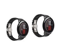 DIYEAH 2pcs Ceramic Bamboo Joint Watch Strap with Metal Clasp Stylish Replacement Band for Smart Fitness Watch Comfortable Skin-friendly Black