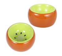 DIYEAH 2pcs Ceramic Pet Food Bowl for Rodents Hamsters Mice Guinea Pigs Hedgehogs Heavy Duty Anti-tip Small Animal Dish for Dry and Fresh Food Easy to Clean Kiwi Fruit Design