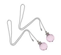 DIYEAH 2Pcs Crystal Ball Pendant Chain Extender for Ceiling Fan Pull Chains Durable Metal and Artificial Crystal Faceted Pink Hanging Decor for Home Office Bedroom Cafe Bar Gift