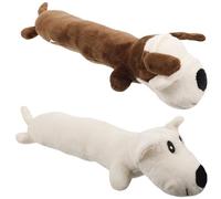 DIYEAH 2pcs Dachshund Shaped Dog Chew, Bite Resistant Interactive Plush Pet Molar for Puppy Training and Aggressive Chewers, Brown and White Set for Dogs