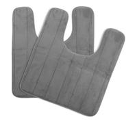 DIYEAH 2pcs Deep Gray U-shaped Slow Rebound Memory Foam Toilet Floor Mat Non-slip Plush Bathroom Cushion 50x60cm Multi-function Feet Mat for Toilet and Bathroom Use