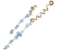 DIYEAH 2pcs Dreadlock Hair Accessories Set with Stone Pendants Ethnic Style Braided Hair Rings for Women for Braids and Dreadlocks Blue and Long Short Designs