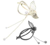 DIYEAH 2pcs Fish Tail Twist Hair Clip Banana Barrette Alloy Resin Black Secure Hold for Updos for Women
