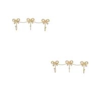 DIYEAH 2pcs Gold Bow Wall Hooks Decorative Iron Ribbon Design Space-Saving Metal Coat Key Hangers for Bathroom Kitchen Office Vintage Style