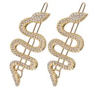 DIYEAH 2pcs Gold Snake Hair Clips Small Crystal Barrette Decorative Hair Accessories for Women with Thick