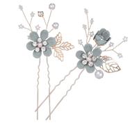 DIYEAH 2pcs Handmade Beaded U-shaped Wedding Flower Hairpins for Brides Green Bridal Hair Accessories Floral Headpiece for Wedding and Prom