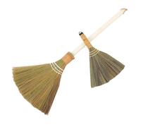 DIYEAH 2pcs Handmade Straw Broom Soft Bristle Hand Brush Broom with Detachable Handle Natural Straw Wood Construction Versatile Cleaning Dust Removal for Living Room