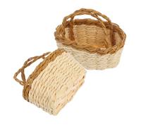 DIYEAH 2Pcs Handwoven Miniature Willow Basket Natural Paper Rattan Dollhouse Decor Compact Storage for Crafts Table Centerpiece