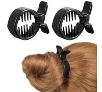 DIYEAH 2pcs Jumbo round Clip for Hair with Strong Tension and Non-slip Plastic Teeth, Stylish Ponytail Holder for Working and Having Party, Black Hair Claw Clips