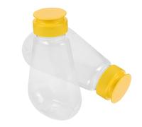 DIYEAH 2pcs Leakproof Honey Squeeze Bottles Plastic Condiment Dispensers with Nonslip Grip for Syrup Ketchup Salad Dressing Portable Refillable Containers Dishwasher Safe