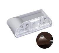 DIYEAH 2pcs LED Infrared Sensor Light for Door Lock Silver Night Lamp with Pir Motion Detector Auto Off Human Body Induction Easy Install Adhesive for Bedroom Closet Corridor