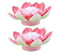DIYEAH 2Pcs LED Lotus Lights for Temple Praying Decorative Buddha Lamps for Home Restaurant and Ceremony Lightweight and Realistic Design No Battery Required