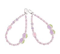 DIYEAH 2pcs Lovely Beaded Pearl Phone Lanyard Charming Pendant for Handbag Keychain Mobile Accessories Durable Acrylic Flower Charm for Unique Decoration