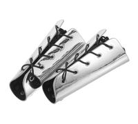 DIYEAH 2pcs Medieval Warrior Bracers: Adult Knight Forearm Arm Guards for Halloween Cosplay - Silver Armor Bracers - Renaissance Fair Costume Accessories