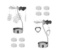 DIYEAH 2pcs Metal Rotating Candle Holders Elegant Silver Dinner Candlesticks with Beautiful Appearance Design for Romantic Wedding Decoration and Candlelight Dinner