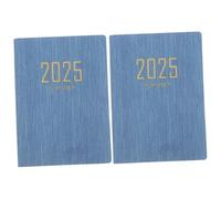 DIYEAH 2pcs Mini Daily Schedule Notepad PU Cover Academic Planner Notebook for Writing and Organizing Household Plans with Smooth Multi Function English Planner Denim Blue Stripe