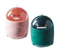 DIYEAH 2pcs Mini Desktop Trash Can Cartoon Dinosaur Shape Plastic Countertop Wastebasket with Flip Lid Small Office Garbage Bin for Paper Scraps and Small Debris Storage