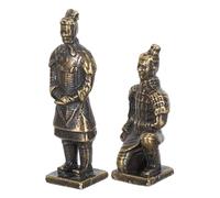 DIYEAH 2pcs Miniature Chinese Warrior Statues Made of Copper Alloy Oxidation Resistance, Traditional Historical Desktop Decoration for Bookshelf and Office