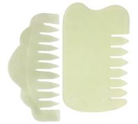 DIYEAH 2pcs Natural Jade Gua Sha Massage Combs for Scalp and Face, Skin and Head Massage Tools, Home Use Jade Scraping Combs for Hair and Facial Beauty Care
