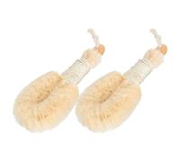 DIYEAH 2pcs Natural Sisal Jute Body Scrub Brush Set with Ergonomic Handle for Gentle Exfoliation and Skin Care, Bath Scrubber Made of Sturdy Jute Rope and Wood, for Shower and Bath Use