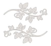 DIYEAH 2pcs Nature Themed Carbon Steel Die Cut Template for DIY Scrapbooking and Album Card Making with Sharp Cuts and Manual Operation, Silver Leaf and Branch Stencil for Card Stock