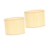 DIYEAH 2pcs Oval Bamboo Lampshade for Table Lamp Rustic Bamboo Lamp Cover with Durable Metal Frame Easy to Install Dust Resistant Light Shade for Bedroom Study and Living Room Decor