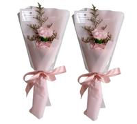 DIYEAH 2Pcs Pink Eternal Rose Soap Flowers Bouquet Delicate Rose Soap Flowers for Valentine’S Day and Graduation Artificial Eternal Set for Festival Décor