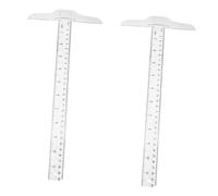 DIYEAH 2pcs Plastic T Shape Ruler Double Scale Drafting Measuring Tool for Students Artists Designers Transparent Drawing Supplies