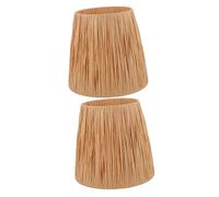 DIYEAH 2pcs Pleated Raffia Paper Lampshade Replacement for Floor and Table Lamps Soft Light Diffuser with Rustic Design Easy Installation Decorative Lamp Shade for Warm Home Ambiance