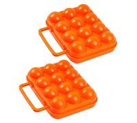 DIYEAH 2pcs Portable Egg Holder Crush Resistance Buckle Design Orange Pp Plastic Food Storage Carrier for Picnic and Barbecue